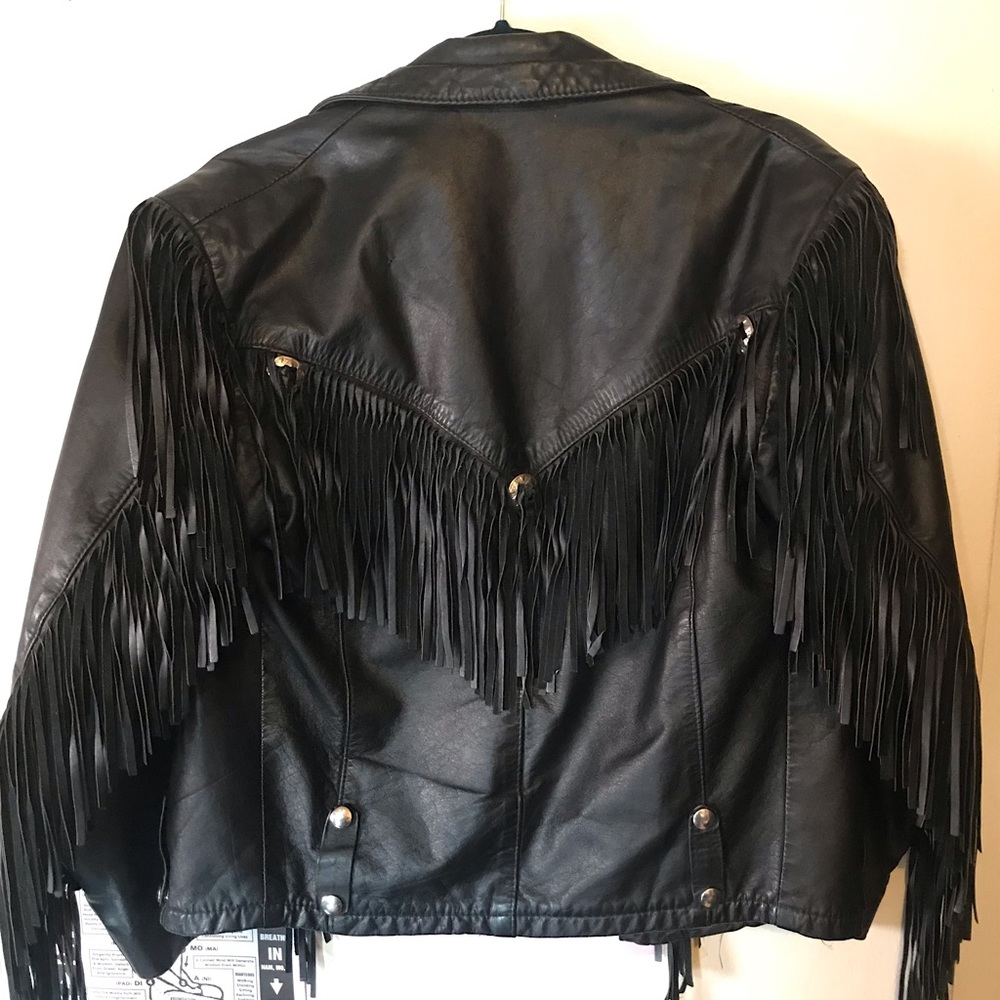 Vintage Leather Jacket with Concho Tassels